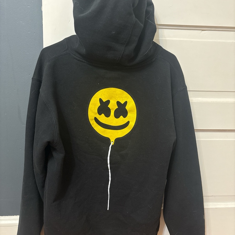Black and yellow smiley face hoodie #streetwear #thrifted #likenew #y2k